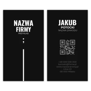 Wizytówki pionowe czarne QR projekt