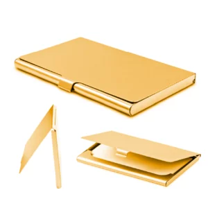 Wizytownik złoty matowy ETUI NA WIZYTÓWKI metal podręczny max 15 wizytówek