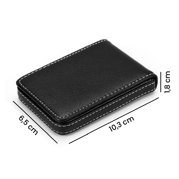 SKÓRZANY WIZYTOWNIK etui na wizytówki czarny RFID - obrazek 4