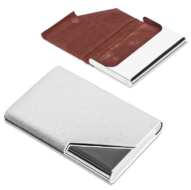 Wizytownik biały METAL etui na magnes na wizytówki