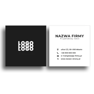 Wizytówki kwadrat czarno-białe projekt