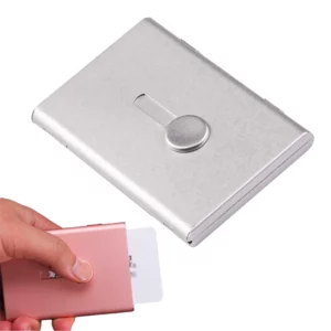 Wizytownik na wizytówki srebrny mechanizm wysuwny