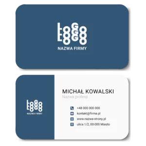 Wizytówki zaokrąglone niebieski projekt