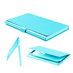 Wizytownik niebieski mat ETUI NA WIZYTÓWKI metal podręczny max 15 wizytówek