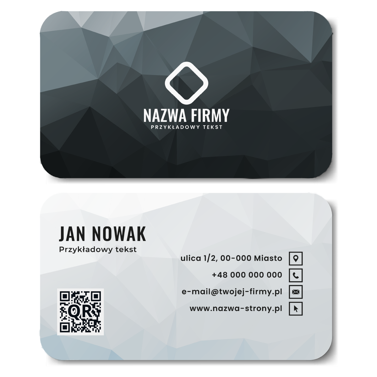 Wizytówki zaokrągl niebieskie QR projekt