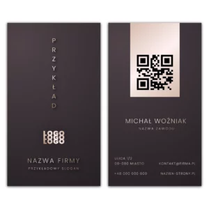 Wizytówki pionowe brązowe QR projekt