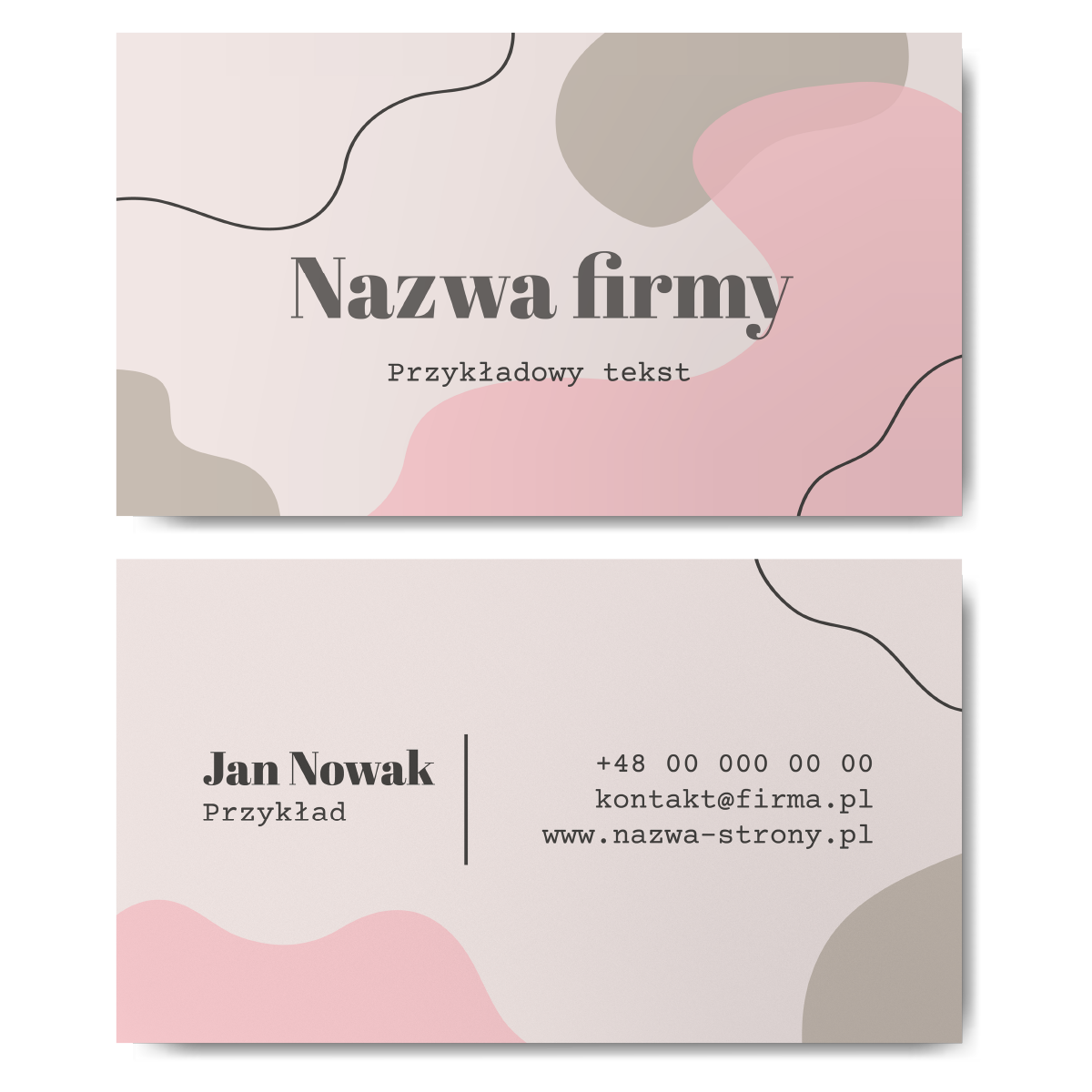 Wizytówki beżowe różowe 90x50 projekt