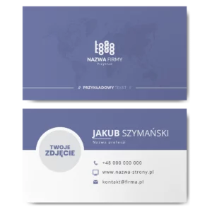 Wizytówki fioletowe ze zdjęciem projekt