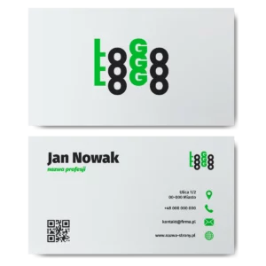 Wizytówki białe zielone QR 350g projekt