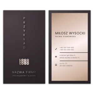Wizytówki pionowe brązowe ramka projekt
