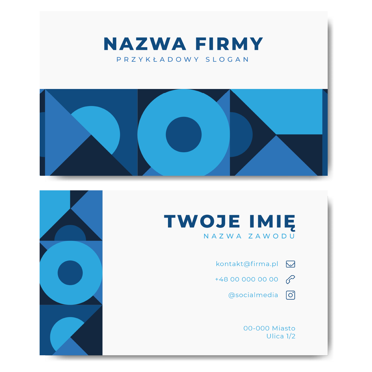 Wizytówki niebieskie abstrakcja projekt
