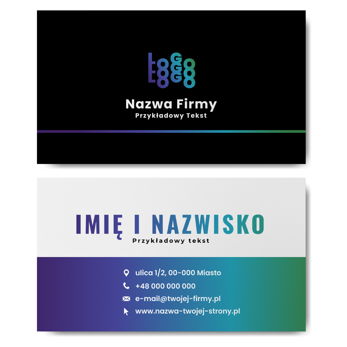 Wizytówki kolorowe 350g 90x50 szablon