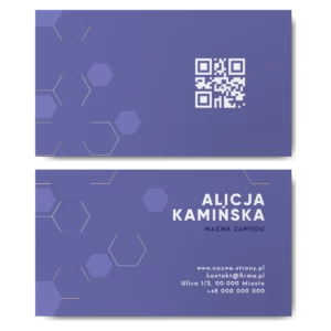 Wizytówki fioletowe kod QR 350g projekt