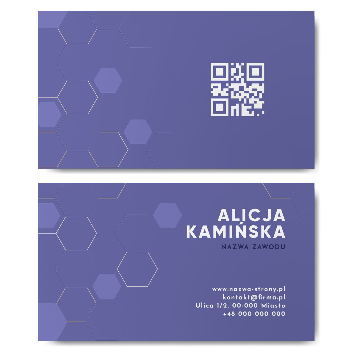 Wizytówki fioletowe kod QR 350g projekt