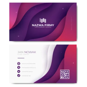 Wizytówki fioletowe QR 90x50 projekt