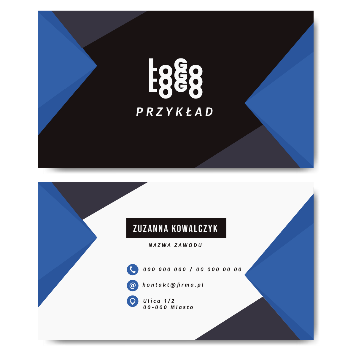Wizytówki niebieskie 350g 90x50 projekt