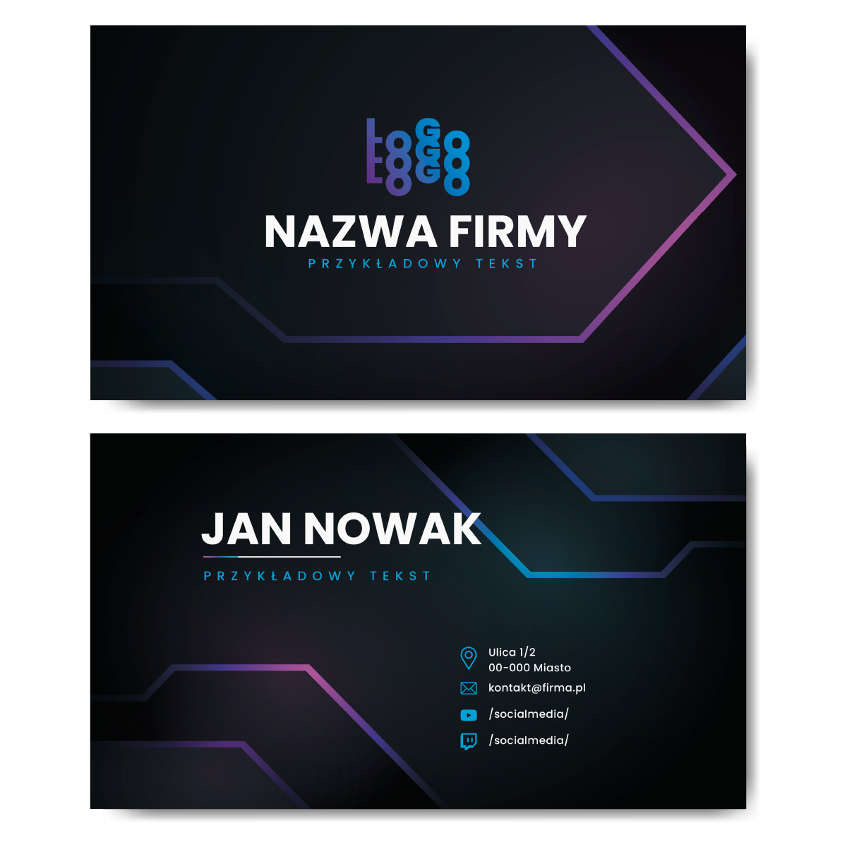 Wizytówki czarne mat 350g 90x50 projekt