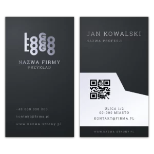 Wizytówki pionowe czarne QR projekt