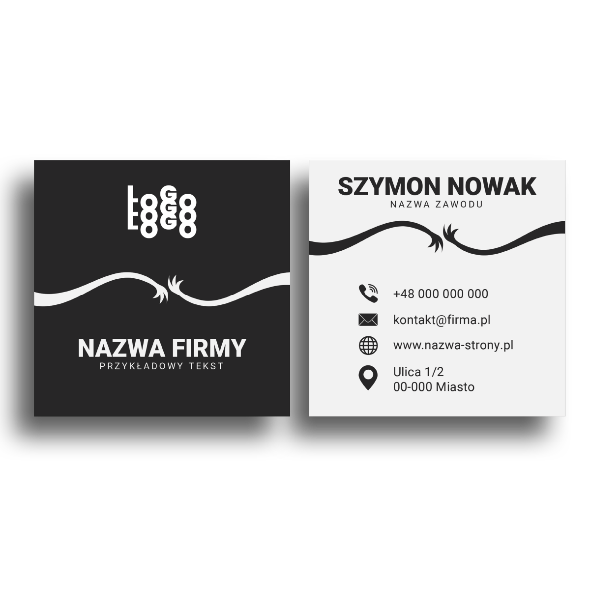 Wizytówki kwadratowe czarne projekt