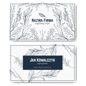 Wizytówki białe rośliny gałązki projekt
