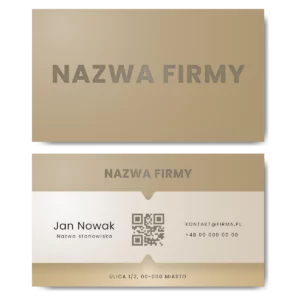 Wizytówki beżowe złote QR 90x50 projekt
