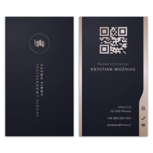 Wizytówki pionowe złote QR projekt