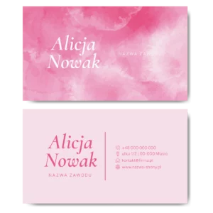Wizytówki różowe akwarelowe projekt