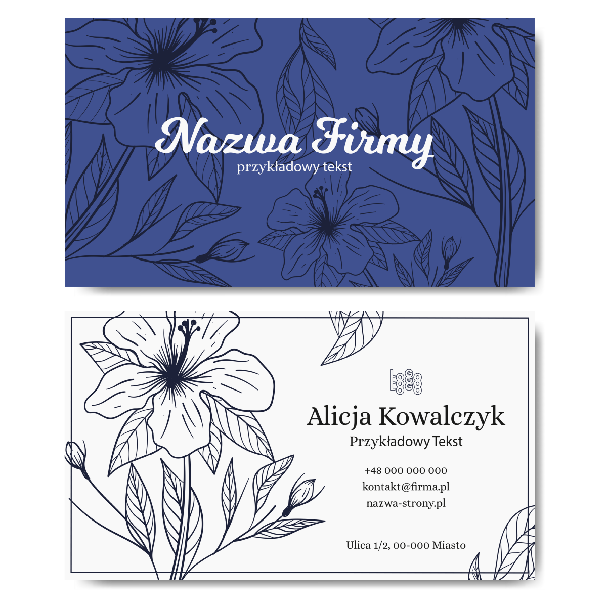 Wizytówki niebieskie kwiaty projekt