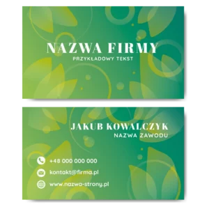 Wizytówki zielone liście 90x50 projekt