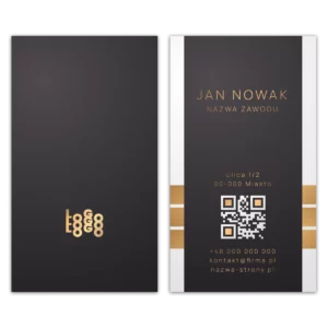 Wizytówki pionowe brązowe QR projekt