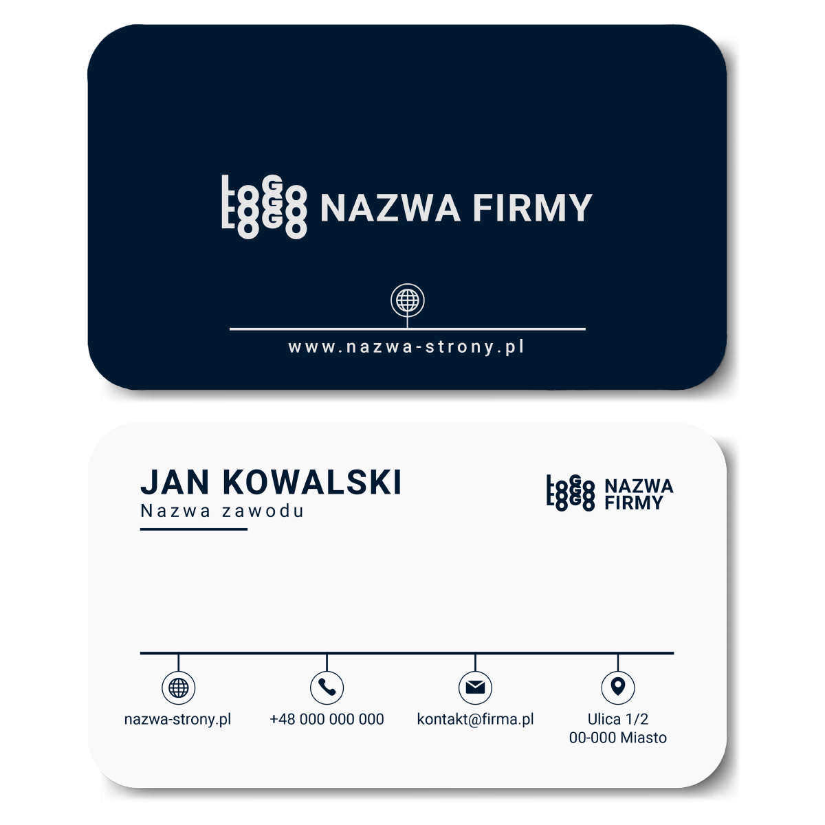Wizytówki zaokrąglone granatowe projekt