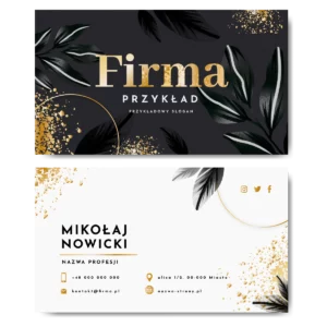 Wizytówki czarne białe złote projekt