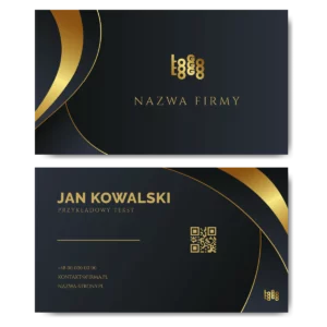 Wizytówki czarne złote QR 90x50 projekt
