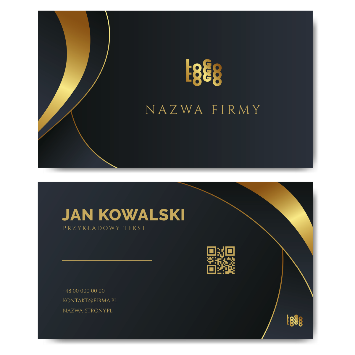 Wizytówki czarne złote QR 90x50 projekt