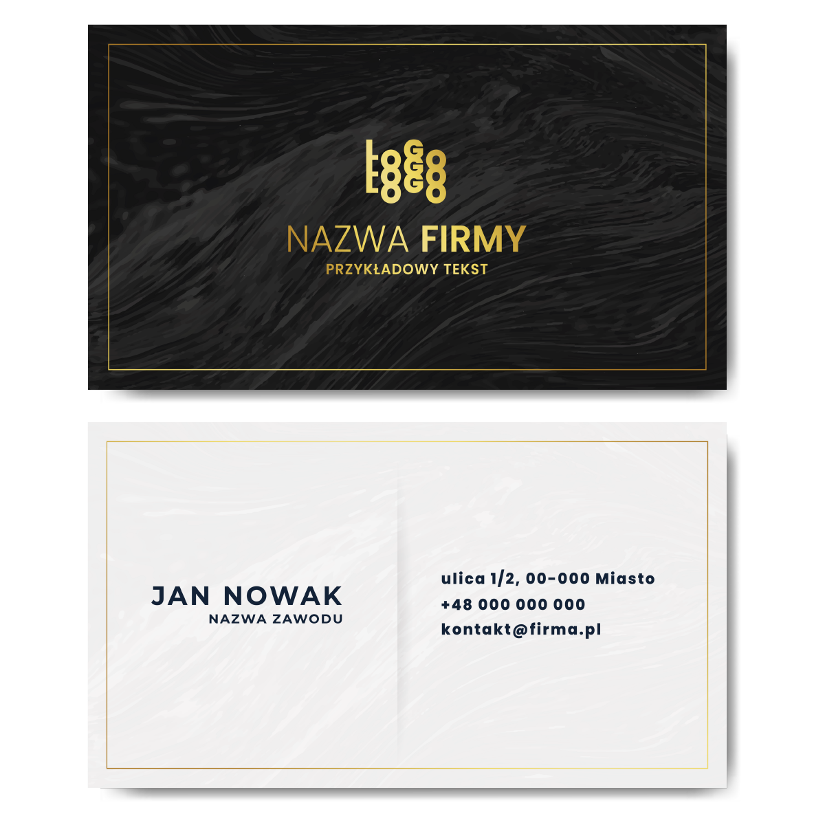 Wizytówki czarno-białe ramka projekt