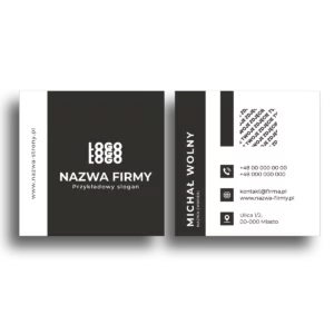 Wizytówki kwadrat biało-czarne projekt