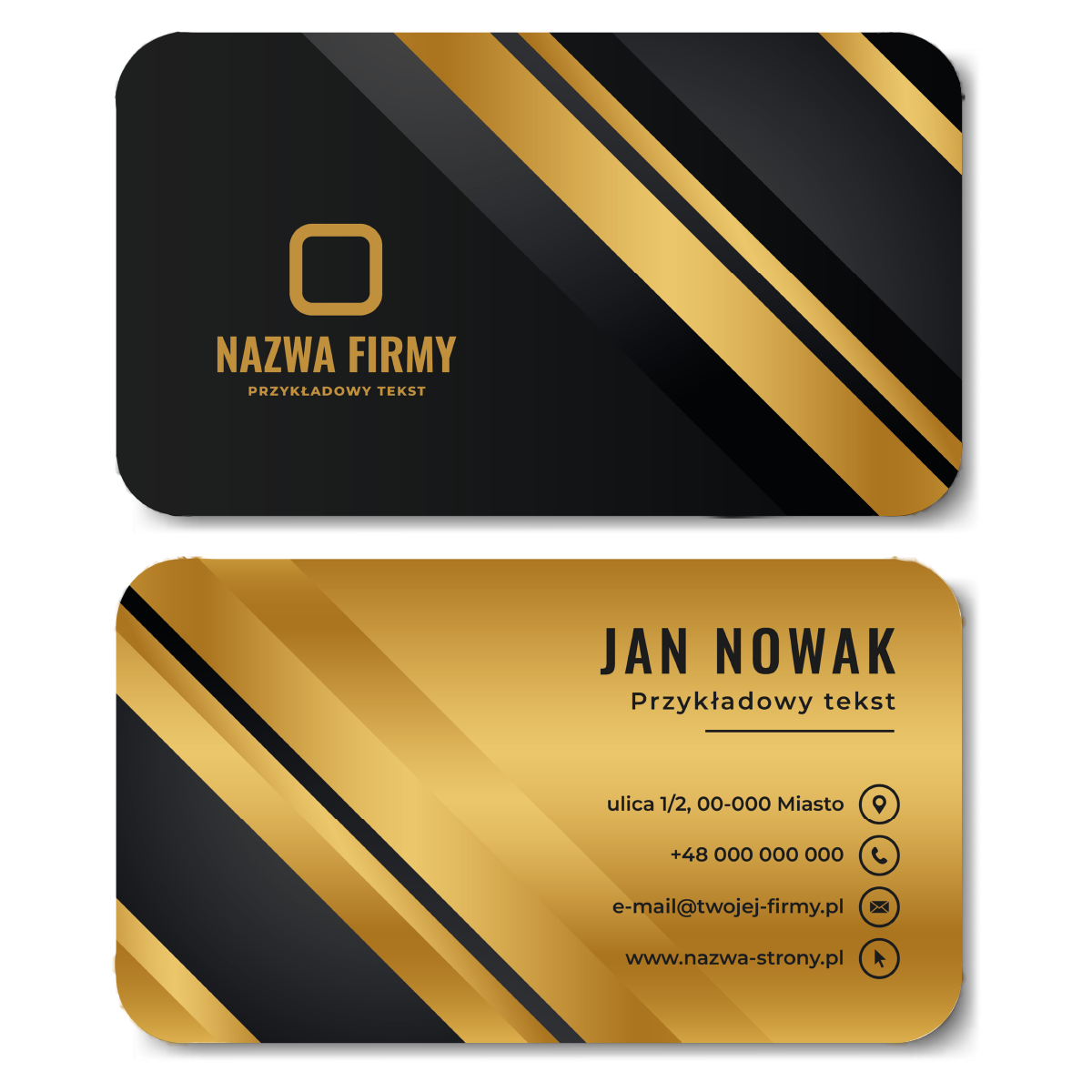 Wizytówki zaokrąglone złote projekt