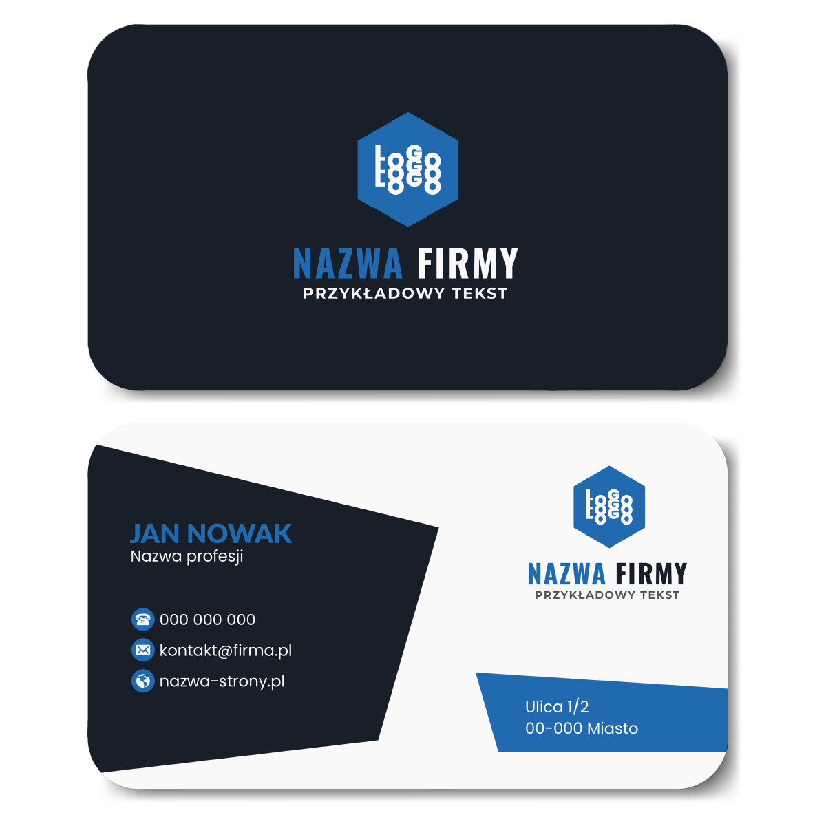 Wizytówki zaokrąglone granatowe projekt
