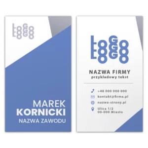 Wizytówki pionowe niebieskie projekt