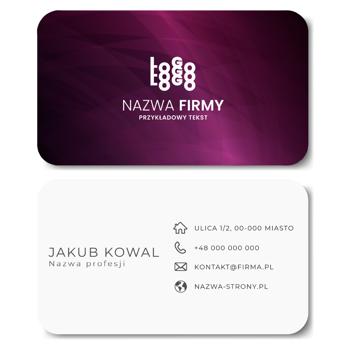 Wizytówki zaokrąglone różowe projekt