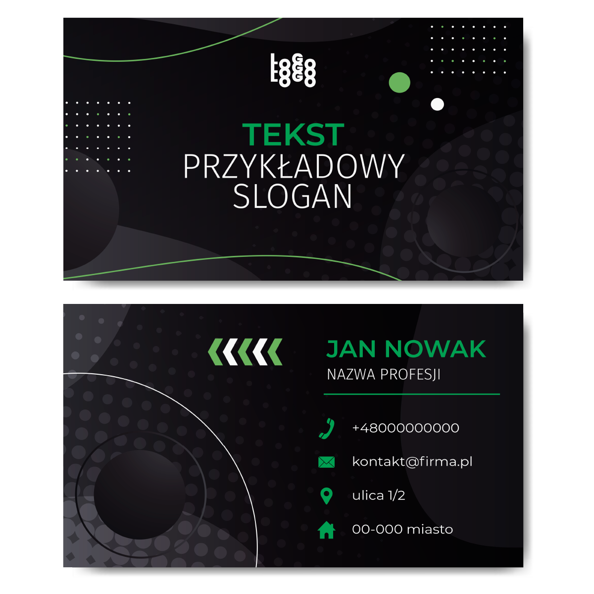 Wizytówki czarne mat 350g 90x50 projekt