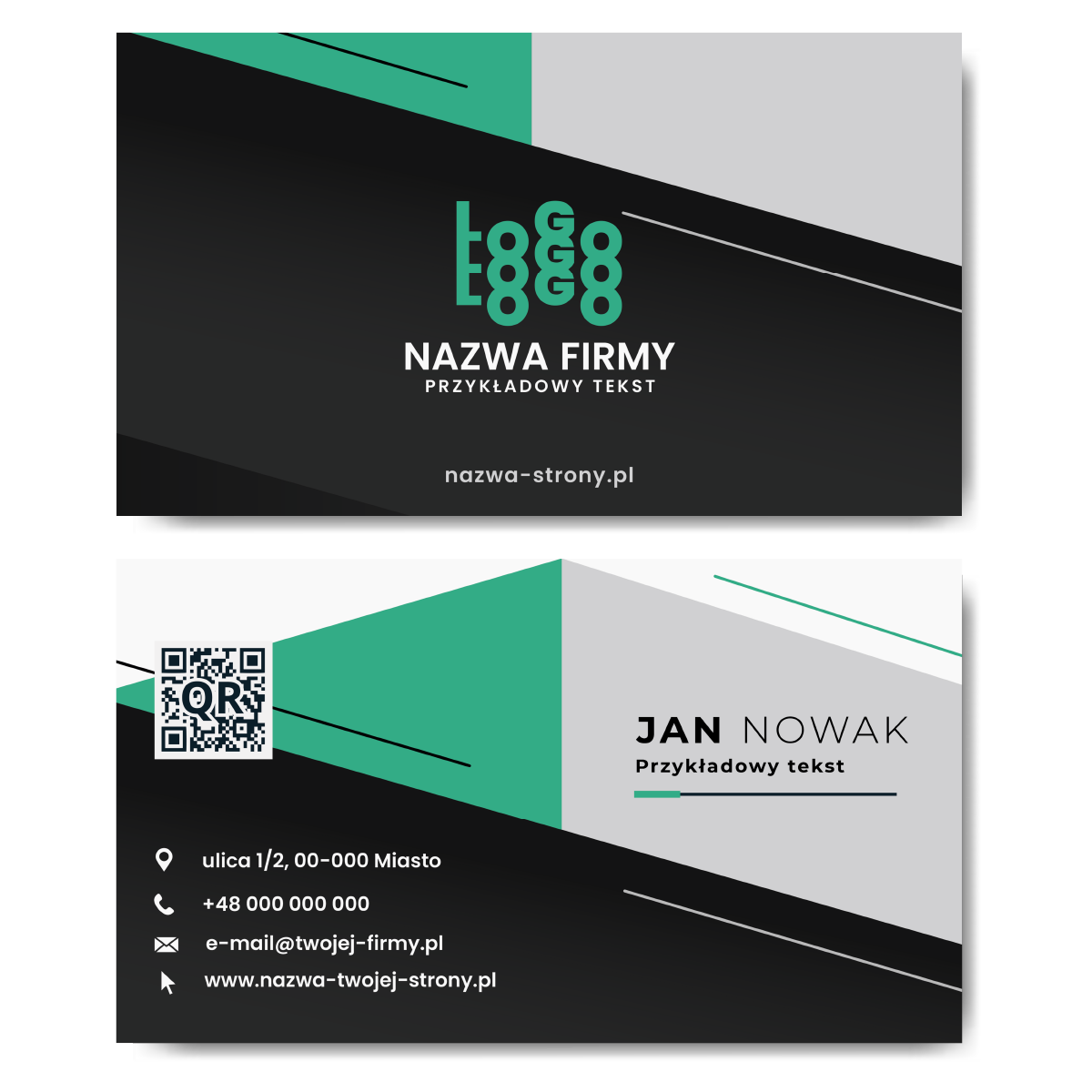 Wizytówki zielone QR mat 350g projekt