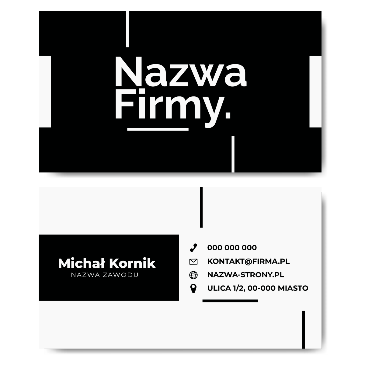 Wizytówki biało-czarne mat 350g projekt