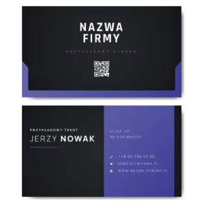 Wizytówki fioletowe QR 90x50 projekt