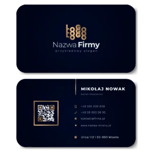 Wizytówki zaokrąglone granat QR projekt