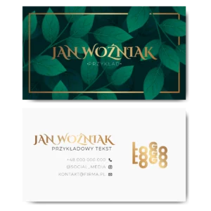 Wizytówki złote zielone liście projekt