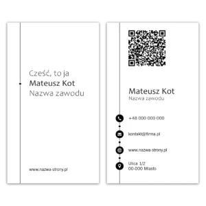 Wizytówki pionowe białe QR 350g projekt