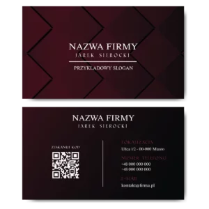 Wizytówki bordowe QR 350g 90x50 projekt