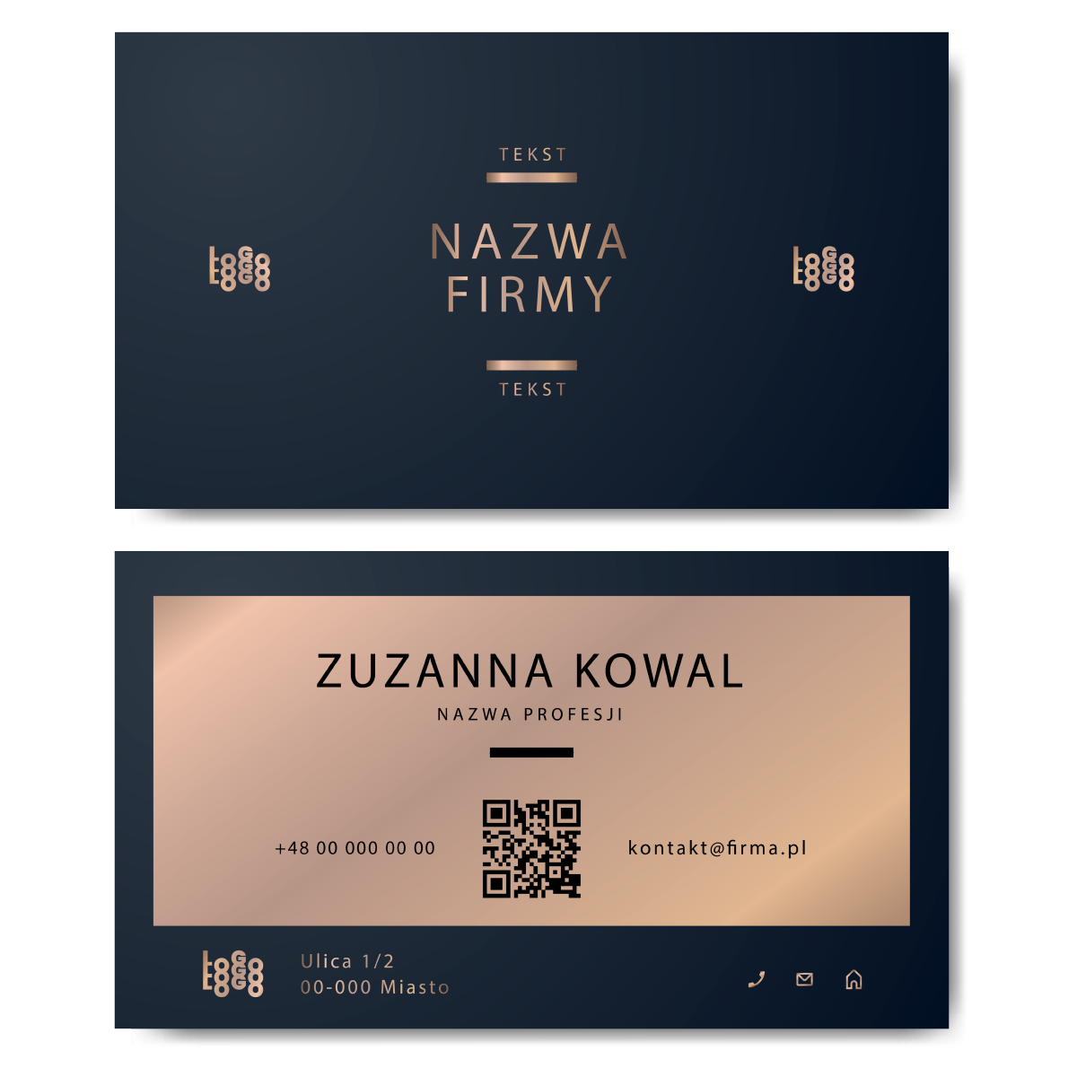 Wizytówki granatowe QR 350g projekt
