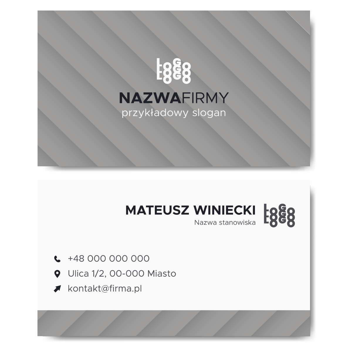 Wizytówki szare 90x50 350g projekt